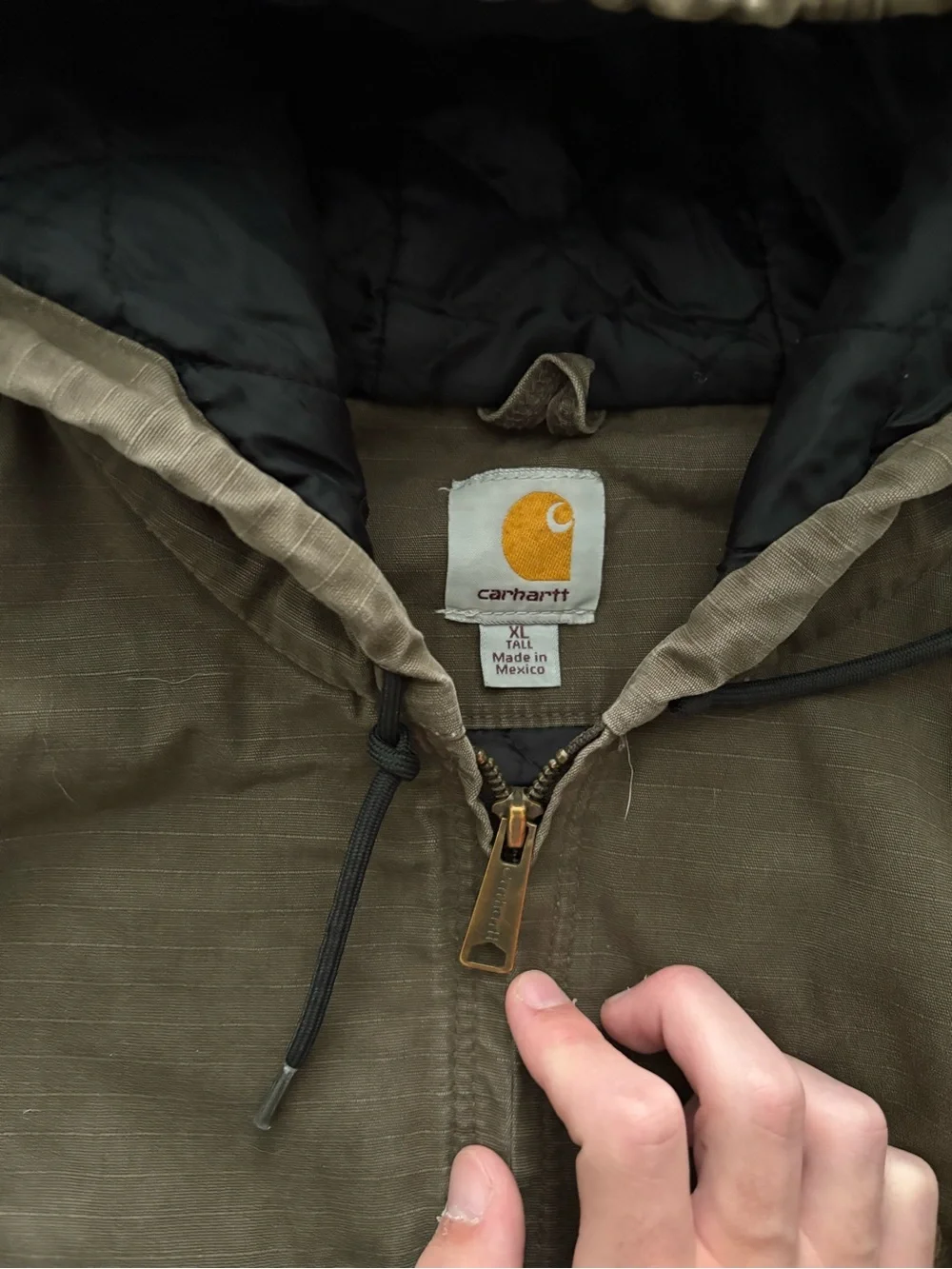 Carhartt Men’s Brown Hooded Work Jacket Men’s XL Ripstop
